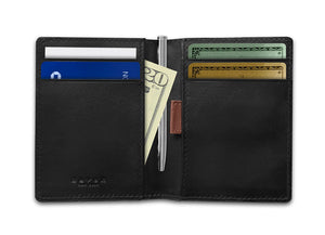 DAVEK SLIM FOLD with mini pen & pull tab - BLACK